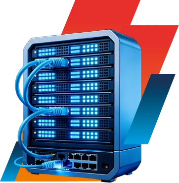 Illustration d'un serveur avec câblage informatique